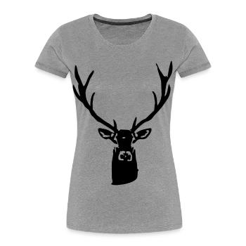 Edler Hirsch Fünfender - Frauen Premium Bio T-Shirt - Grau meliert - Vorne - Mia (176cm)