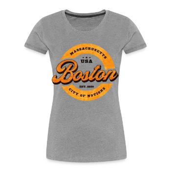 Boston Retro Circle Logo Print - Women's Premium Organic T-Shirt - heather grey - Front - Mia (176cm)