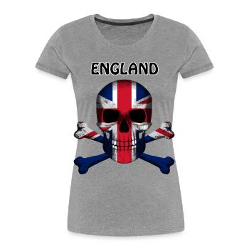 Skull Jolly Roger Pirate Flag England R6Z - Women's Premium Organic T-Shirt - heather grey - Front - Mia (176cm)