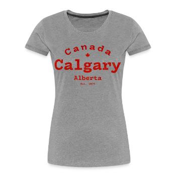 Vintage Calgary, Canada - T-shirt bio Premium Femme - gris chiné - Devant - Mia (176cm)