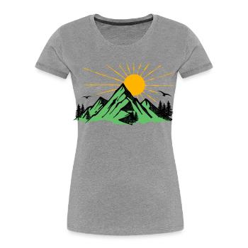Nature lovers Mountains Nature Hiking Mountain Peaks - Women's Premium Organic T-Shirt - heather grey - Front - Mia (176cm)
