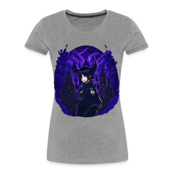 Goth Anime Girl dark night - Women's Premium Organic T-Shirt - heather grey - Front - Mia (176cm)