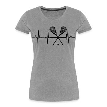 Ligne de cœur de crosse - T-shirt bio Premium Femme - gris chiné - Devant - Mia (176cm)