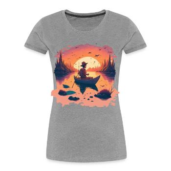Fischer im Herbst - Frauen Premium Bio T-Shirt - Grau meliert - Vorne - Mia (176cm)