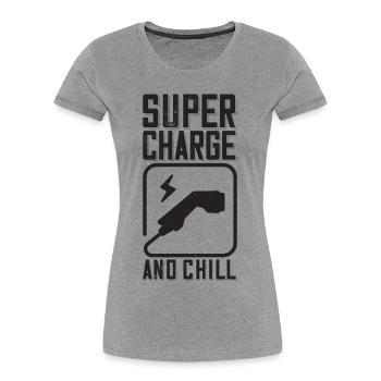 Supercharge And Chill - for electric car fans - Women's Premium Organic T-Shirt - heather grey - Front - Mia (176cm)