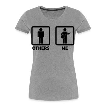 Lustiger Banjospieler - Frauen Premium Bio T-Shirt - Grau meliert - Vorne - Mia (176cm)