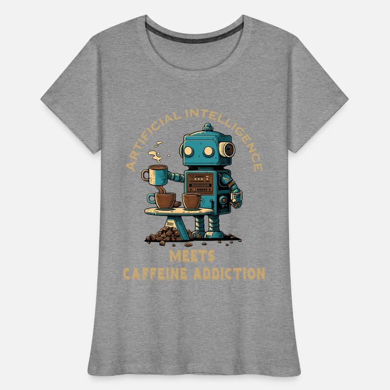 Artificial intelligence meets coffee addiction Women's Premium Organic T-Shirt