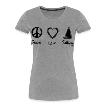 Segeln Liebe - Frauen Premium Bio T-Shirt - Grau meliert - Vorne - Mia (176cm)