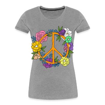 Peace Symbol / Friedenszeichen - Frauen Premium Bio T-Shirt - Grau meliert - Vorne - Mia (176cm)