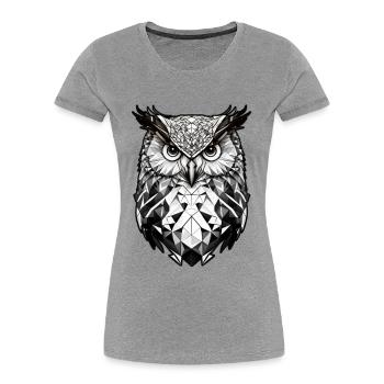 Geometric owl head black and white - Women's Premium Organic T-Shirt - heather grey - Front - Mia (176cm)