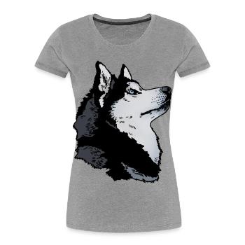 Husky head - Women's Premium Organic T-Shirt - heather grey - Front - Mia (176cm)