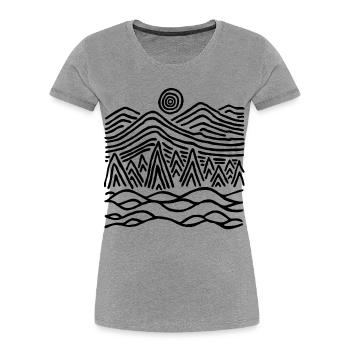 Seltsame schwarze Landschaft - Frauen Premium Bio T-Shirt - Grau meliert - Vorne - Mia (176cm)