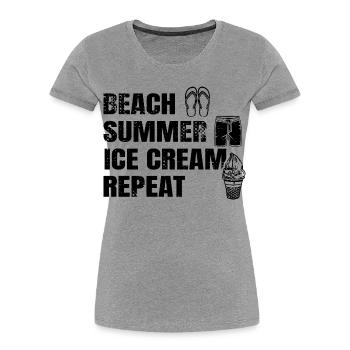 Strand Sommer Eiscreme Wiederholung - Frauen Premium Bio T-Shirt - Grau meliert - Vorne - Mia (176cm)