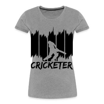 Cricketer - Women's Premium Organic T-Shirt - heather grey - Front - Mia (176cm)