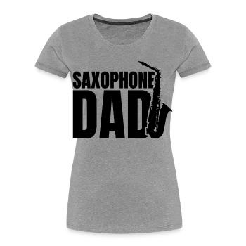 Saxophon Papa - Frauen Premium Bio T-Shirt - Grau meliert - Vorne - Mia (176cm)