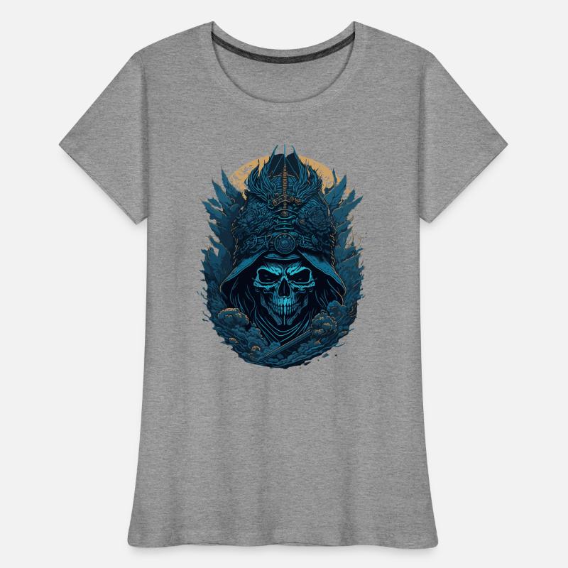 Blauer Samurai Skelett Schädel - Blauer Samurai Schädel Frauen Premium Bio T-Shirt