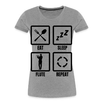 Routine de joueur de flûte - T-shirt bio Premium Femme - gris chiné - Devant - Mia (176cm)