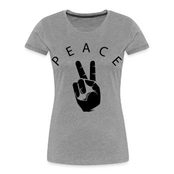 peace hand Frieden Symbol Logo Welt Hand Finger - Frauen Premium Bio T-Shirt - Grau meliert - Vorne - Mia (176cm)