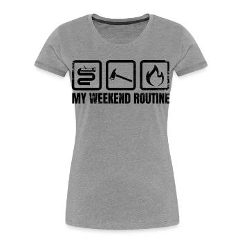 Feuerwehrmann Wochenende - Frauen Premium Bio T-Shirt - Grau meliert - Vorne - Mia (176cm)