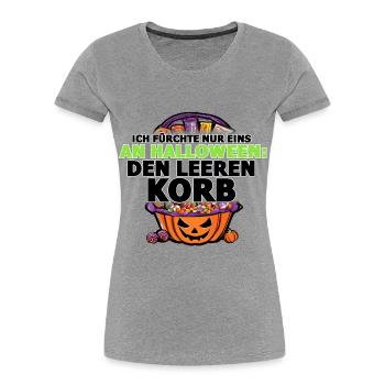 Halloween Edition - Printflow - Frauen Premium Bio T-Shirt - Grau meliert - Vorne - Mia (176cm)