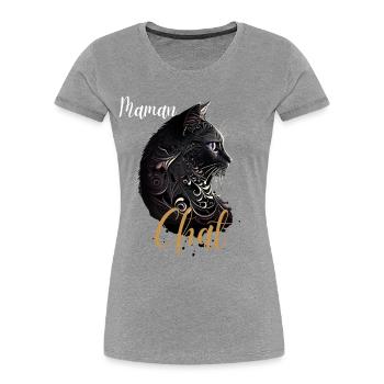 Cat Mom Ornamental Black Gold - Women's Premium Organic T-Shirt - heather grey - Front - Mia (176cm)