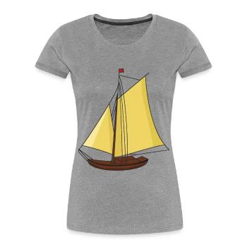 Sailboat, Boat, Ship, Seafaring, Sailing, Ahoy, - Women's Premium Organic T-Shirt - heather grey - Front - Mia (176cm)