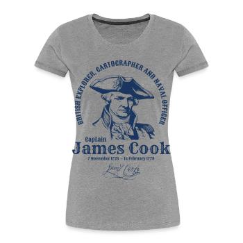 James Cook captain explorer - Women's Premium Organic T-Shirt - heather grey - Front - Mia (176cm)