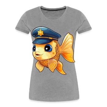 Police des poissons - T-shirt bio Premium Femme - gris chiné - Devant - Mia (176cm)