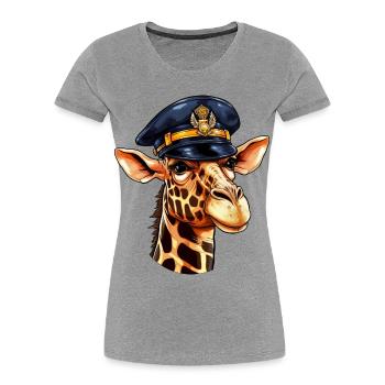 Girafe Policier - T-shirt bio Premium Femme - gris chiné - Devant - Mia (176cm)