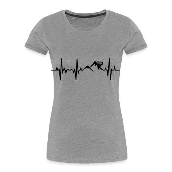 Mountain biker palpitations ECG - Women's Premium Organic T-Shirt - heather grey - Front - Mia (176cm)