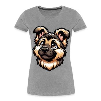 German Shepherd Cute Dog Puppy Design - Women's Premium Organic T-Shirt - heather grey - Front - Mia (176cm)