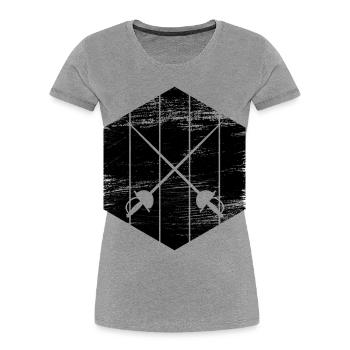 Fechtausrüstung - Frauen Premium Bio T-Shirt - Grau meliert - Vorne - Mia (176cm)