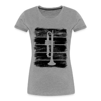 Skizze Trompete - Frauen Premium Bio T-Shirt - Grau meliert - Vorne - Mia (176cm)