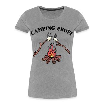 Camping, Campfire, Statement, Hiker, Campsite - Women's Premium Organic T-Shirt - heather grey - Front - Mia (176cm)