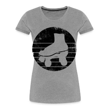 Croquis de patins à roulettes - T-shirt bio Premium Femme - gris chiné - Devant - Mia (176cm)