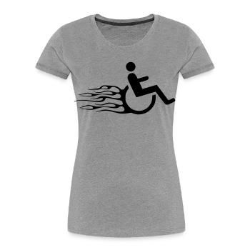Wheelchair symbol with flames * - Women's Premium Organic T-Shirt - heather grey - Front - Mia (176cm)