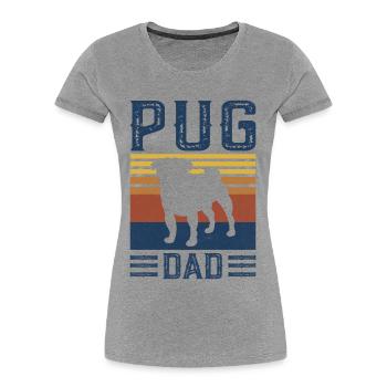 Carlin papa chien Vintage rétro - T-shirt bio Premium Femme - gris chiné - Devant - Mia (176cm)