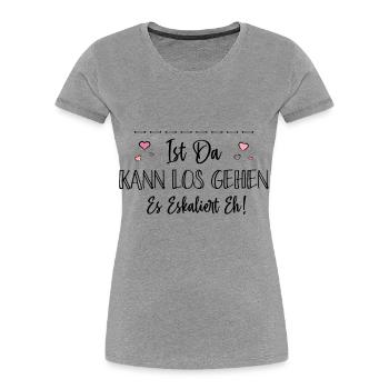 Bin Da Kann Los Gehen Personalisierbar Name Namen - Frauen Premium Bio T-Shirt - Grau meliert - Vorne - Mia (176cm)