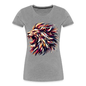 Lion rugit cadeau géométrique - T-shirt bio Premium Femme - gris chiné - Devant - Mia (176cm)
