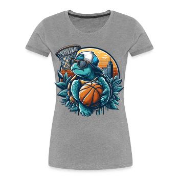 Basketball Turtle Sunglasses Gift - Women's Premium Organic T-Shirt - heather grey - Front - Mia (176cm)