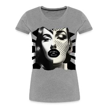 Collage de photos noir et blanc - T-shirt bio Premium Femme - gris chiné - Devant - Mia (176cm)