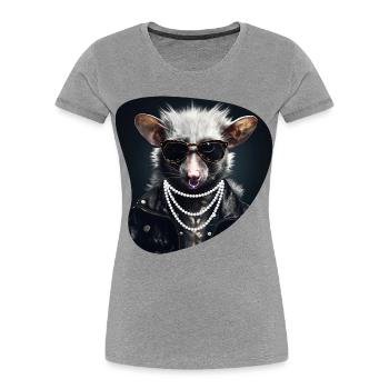 Hartgestein-Opossum - Frauen Premium Bio T-Shirt - Grau meliert - Vorne - Mia (176cm)