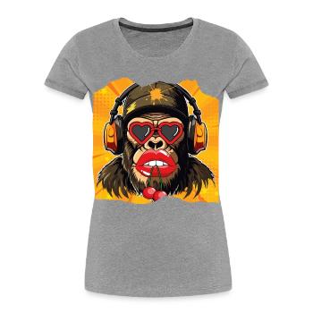 Monkey & Cherry - Women's Premium Organic T-Shirt - heather grey - Front - Mia (176cm)