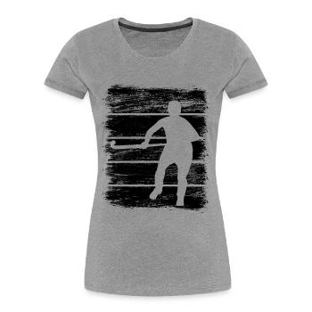 Hockeyspieler Zeichnung - Frauen Premium Bio T-Shirt - Grau meliert - Vorne - Mia (176cm)