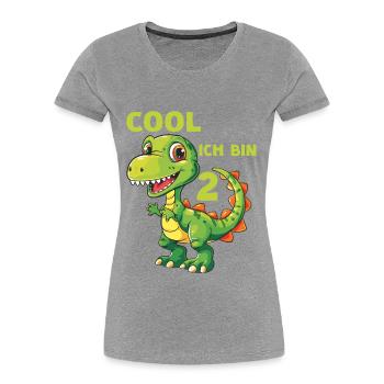 Dinosaurier 2 Geburtstag Dino 2 Jahre Spruch - Frauen Premium Bio T-Shirt - Grau meliert - Vorne - Mia (176cm)