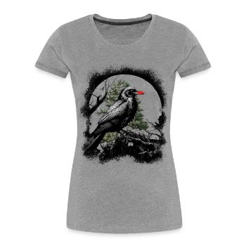 Oiseau corbeau magique Oiseaux d’horreur sombres - T-shirt bio Premium Femme - gris chiné - Devant - Mia (176cm)