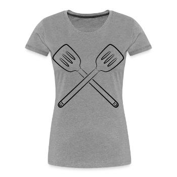 Schlitzlöffel - Frauen Premium Bio T-Shirt - Grau meliert - Vorne - Mia (176cm)