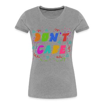 Je m’en fous Déclaration - T-shirt bio Premium Femme - gris chiné - Devant - Mia (176cm)