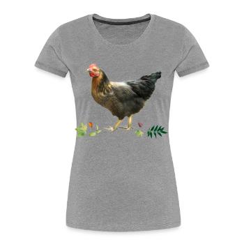 Poulet - T-shirt bio Premium Femme - gris chiné - Devant - Mia (176cm)