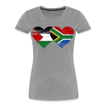 Palestine South Africa Flag Heart Used - Women's Premium Organic T-Shirt - heather grey - Front - Mia (176cm)